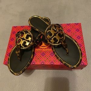 Tory Burch Metal Miller sandals brown/gold size 9